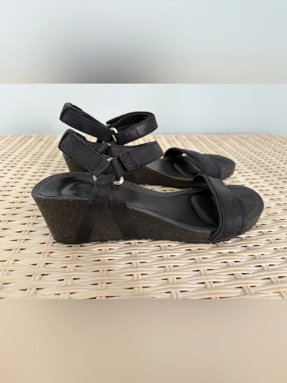 Teva Black Wedge Ankle-Strap Sandals